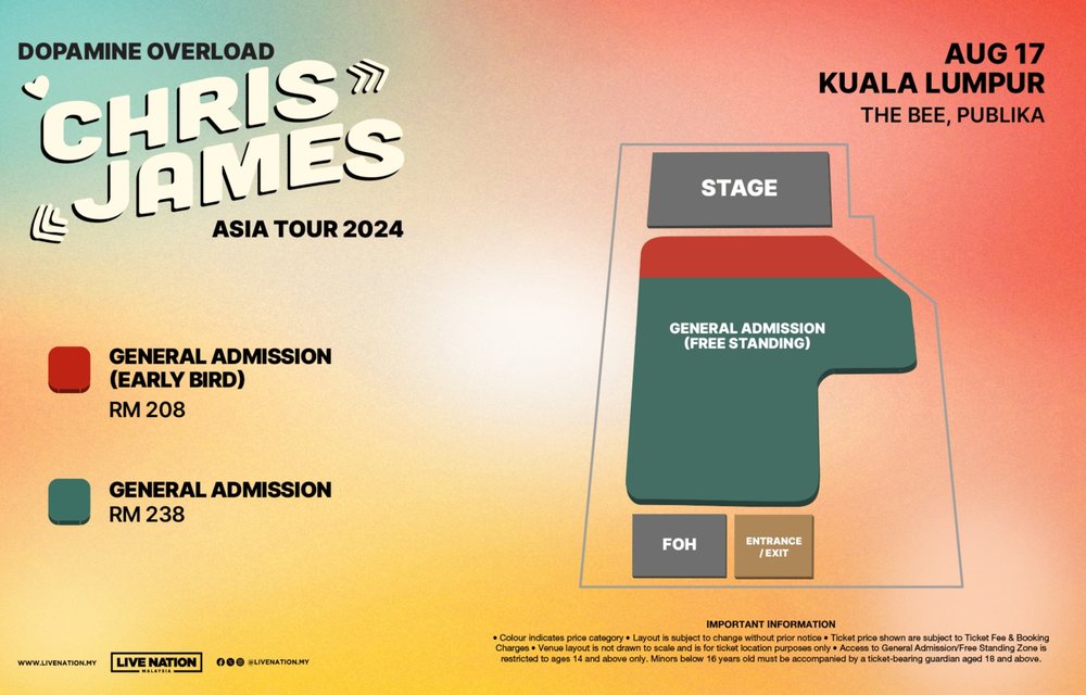 Chris James: Dopamine Overload in Kuala Lumpur seat map ticket price