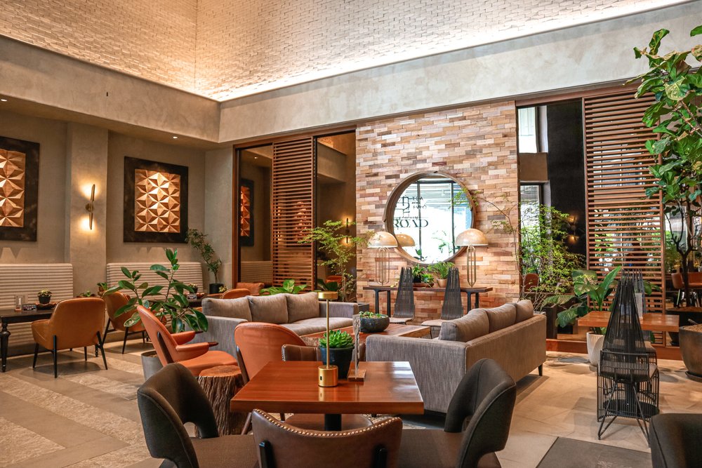 Rustic hotel lobby design