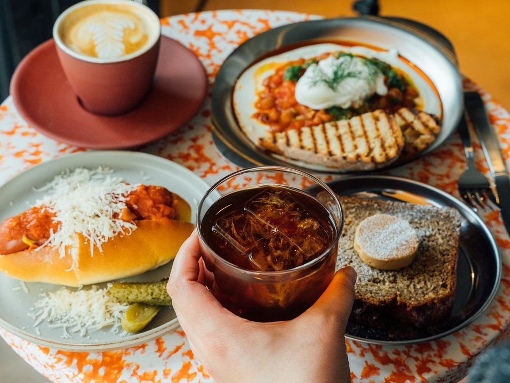 Bread and pasta with tea