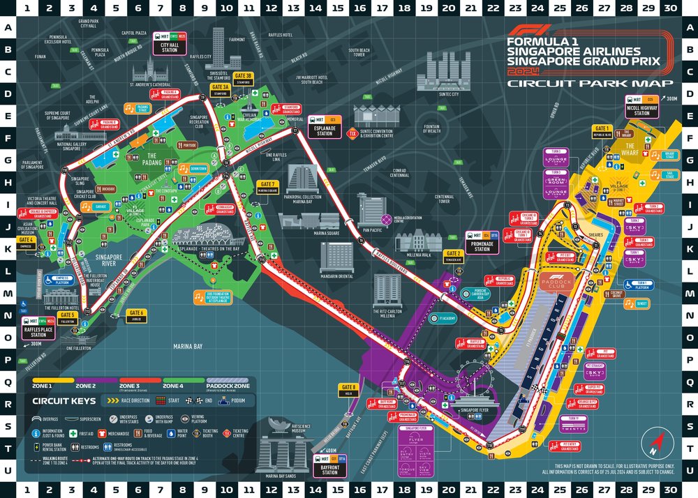 F1 Singapore Grand Prix 2024 - Marina Bay Street Circuit Park Map