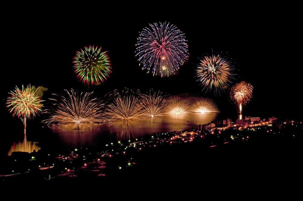 Photo of a fireworks by lake toya