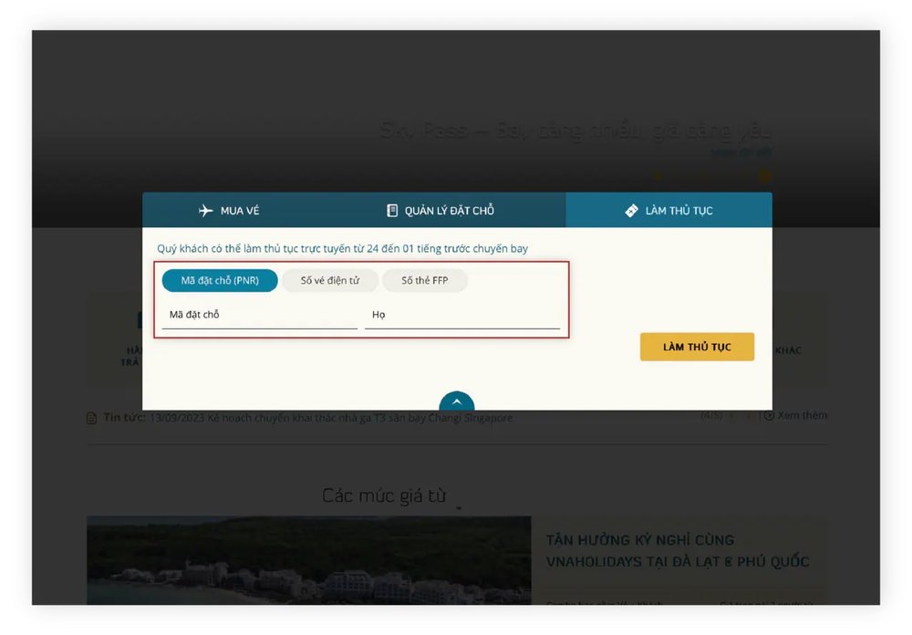 Thủ Tục Check-In Online Vietnam Airlines