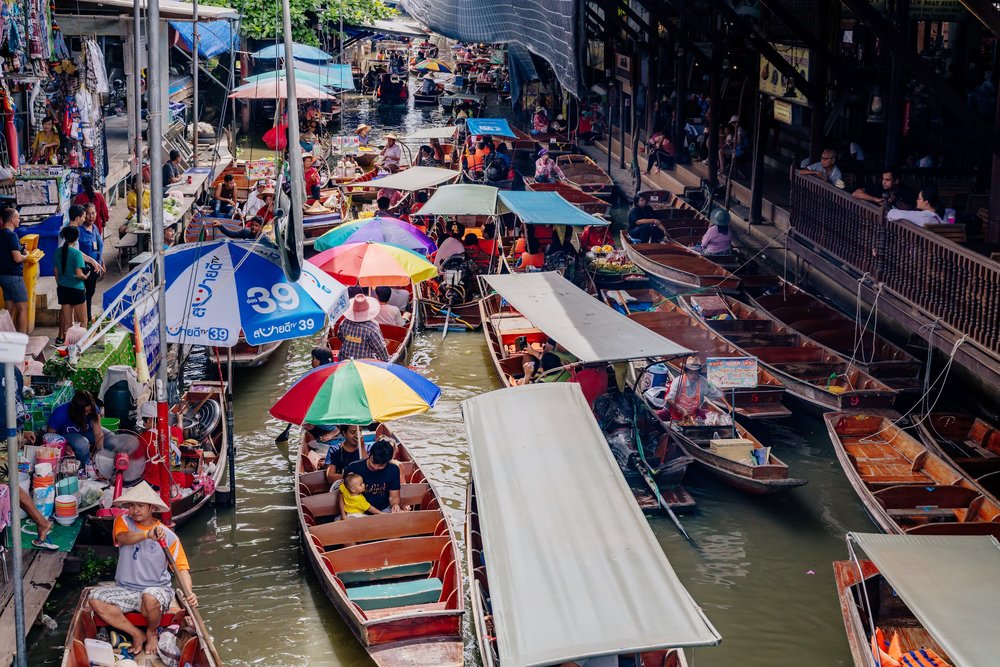 boats in floating market