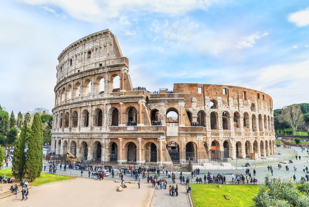 facade of The Coliseum in Rome