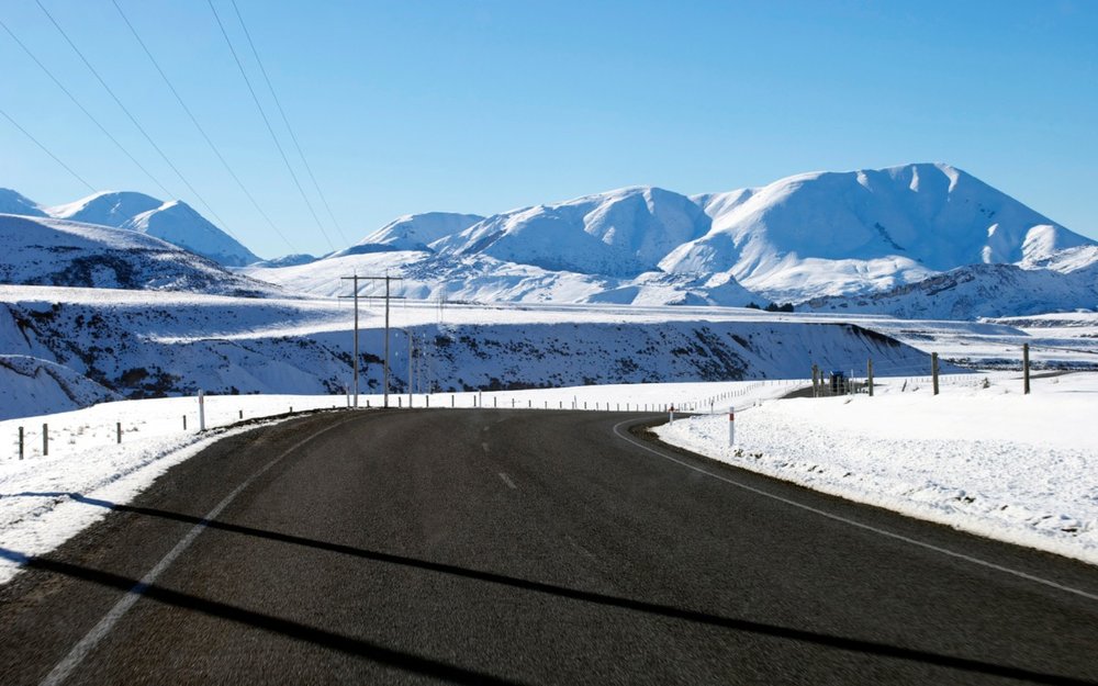 New Zealand winter roadscape