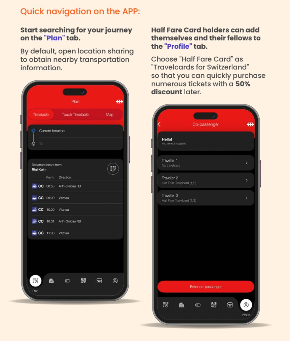 SBB App for Swiss Half Fare Card