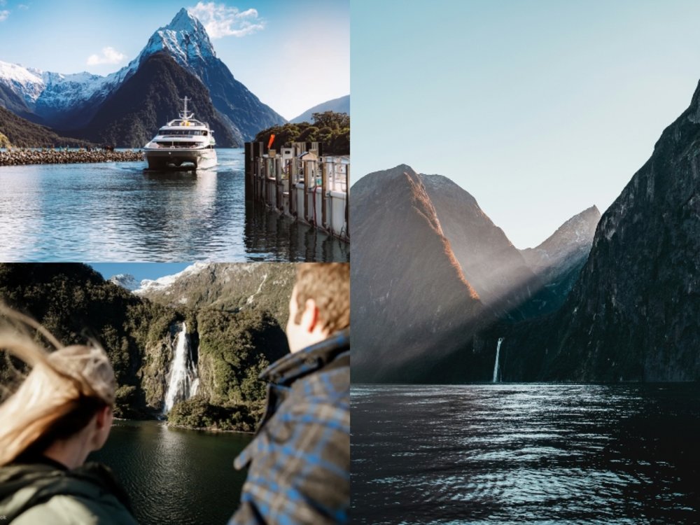 New Zealand South Island Road Trip Itinerary - A cruise ship on its way to a port in Milford Sound