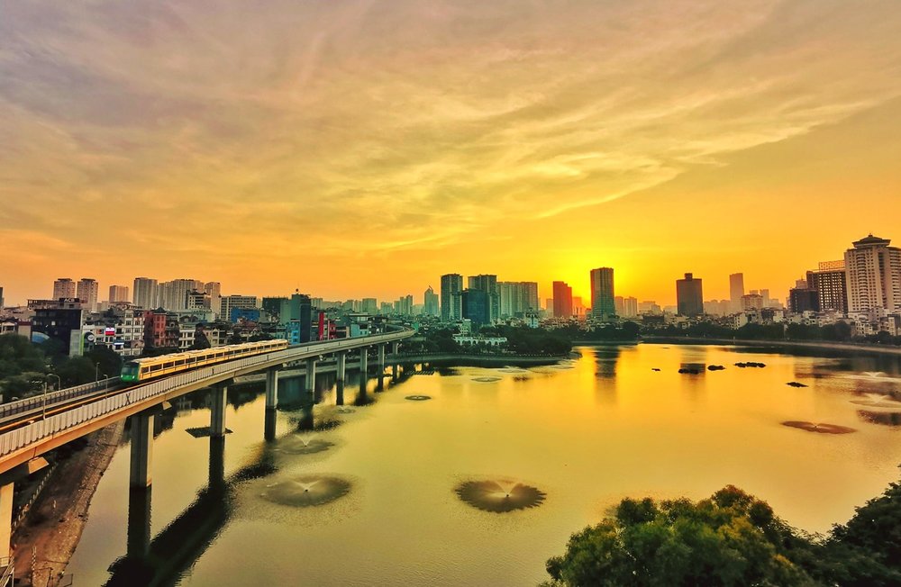View of a train during sunset