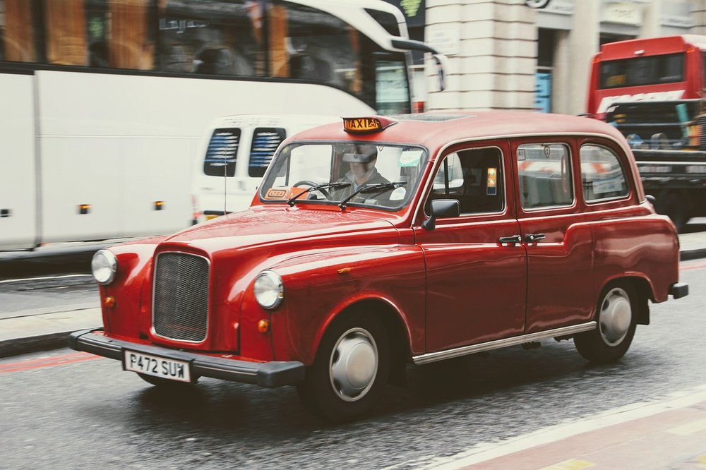 Red taxi in London