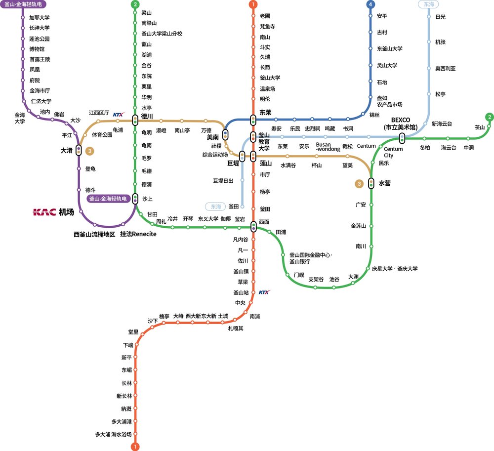 釜山地鐵路線圖（中文版）