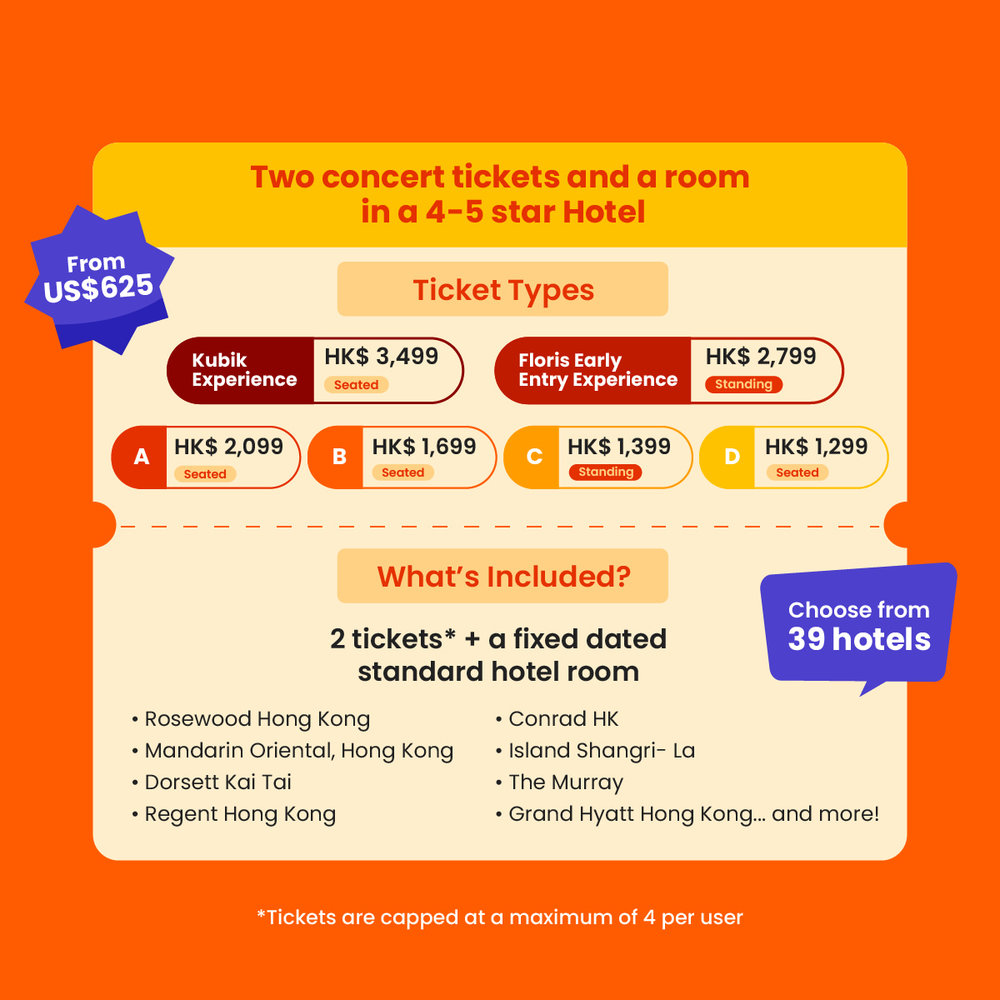 Coldplay Hong Kong Experience 4/5 Star Package