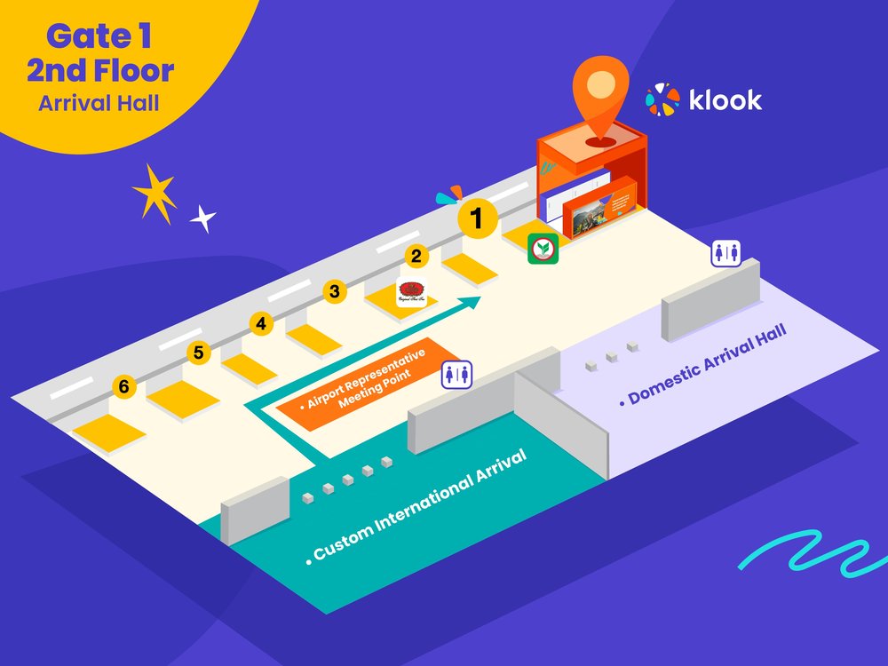 map illustration of klook counter in bangkok airport