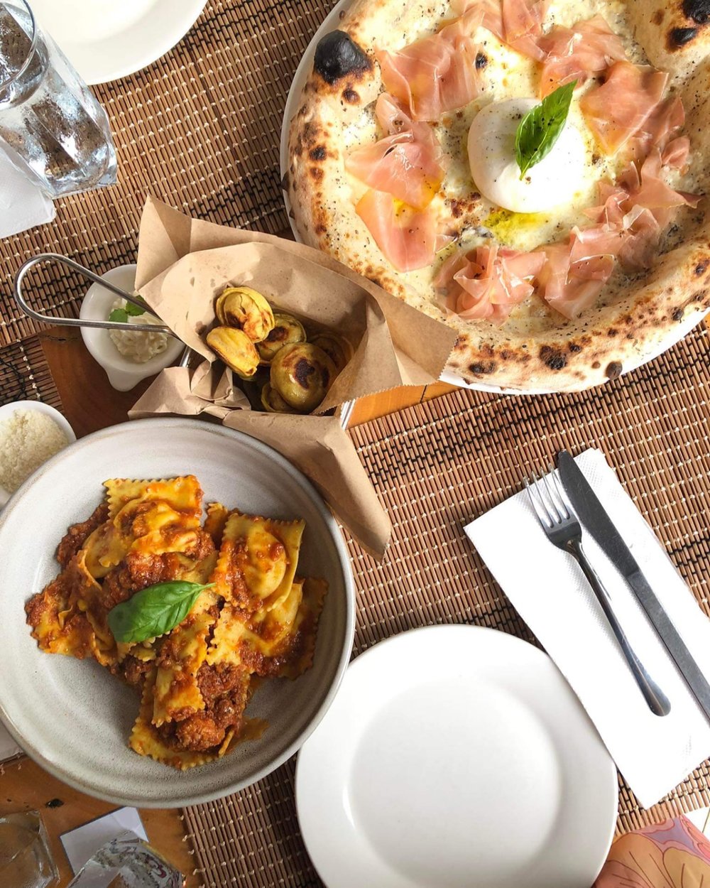 Pasta and pizza dish