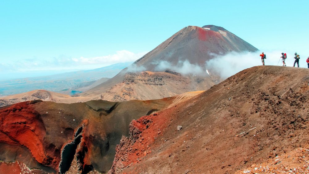 Tongariro National Park - hikers on park trail