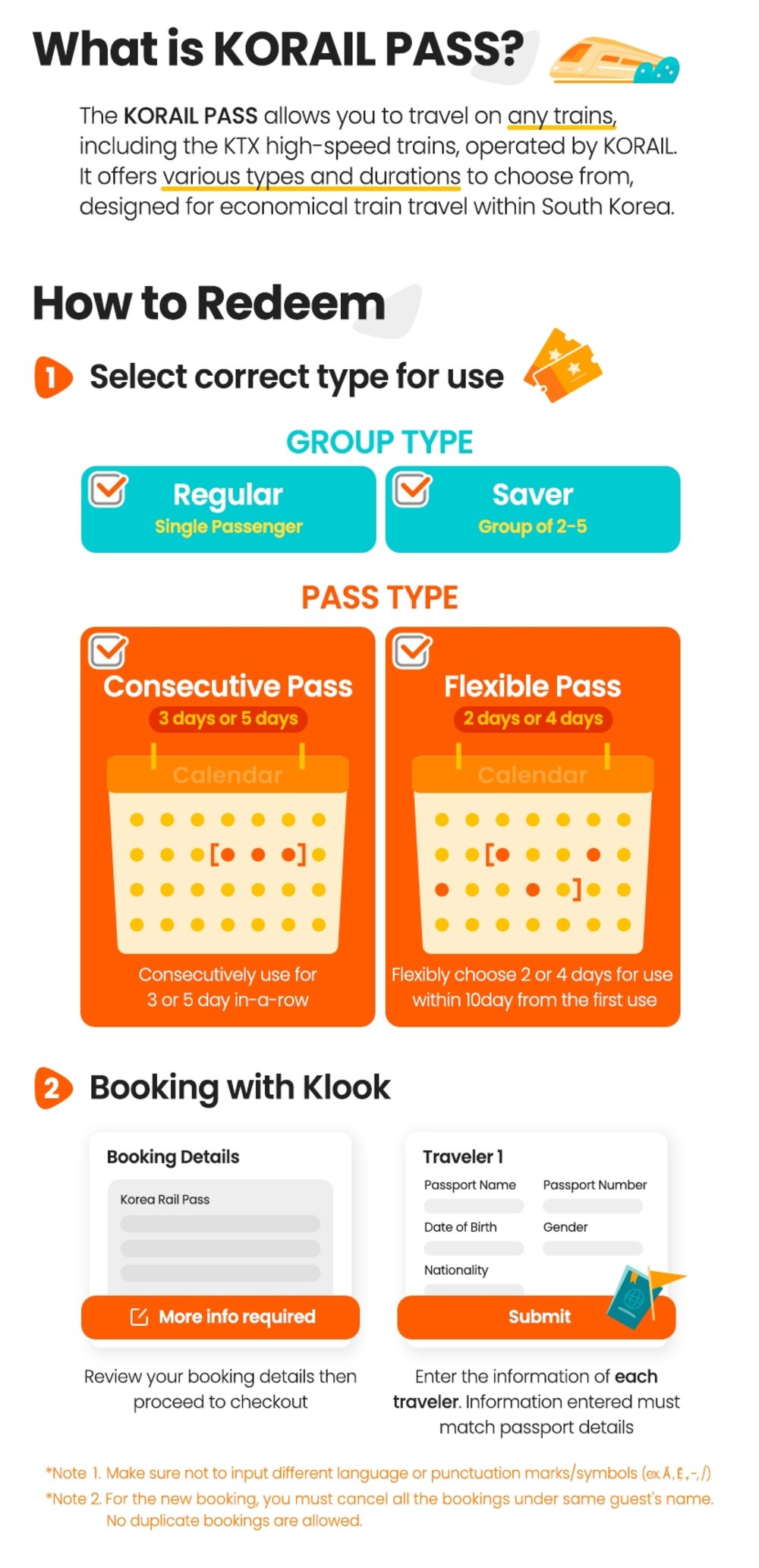 seoul to busan korail pass - infographic on how to book a korail pass on klook