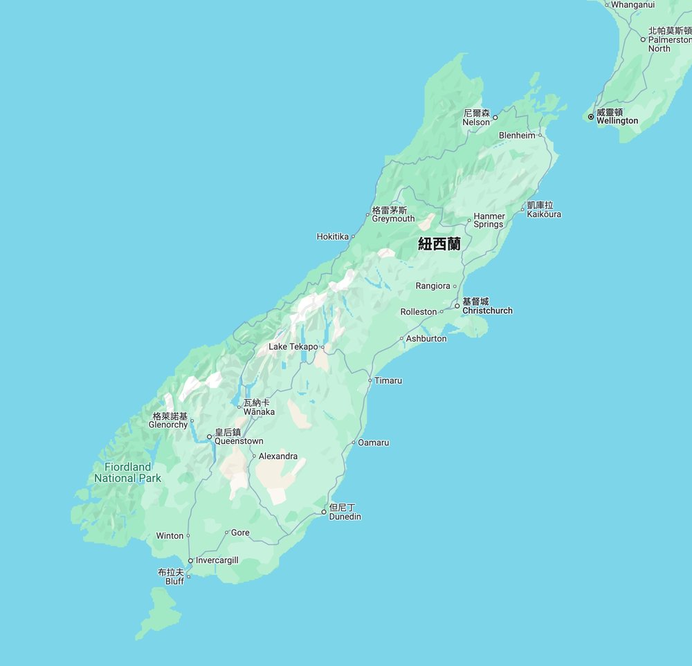 紐西蘭南島地圖