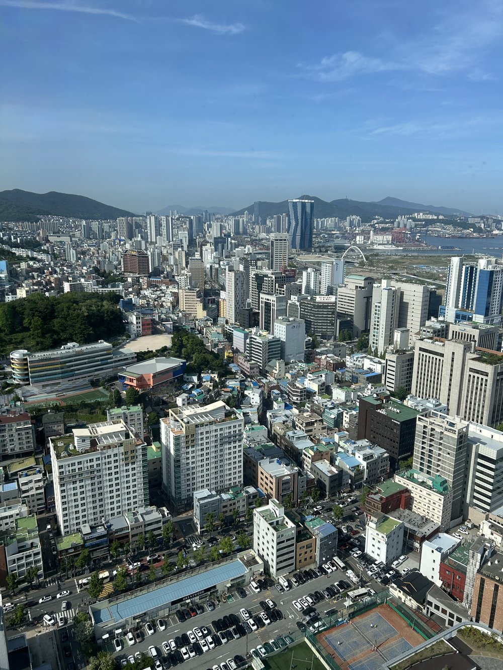 往下看的釜山塔景色