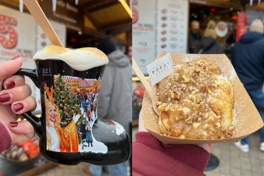 mug with overflowing cream beside a pastry