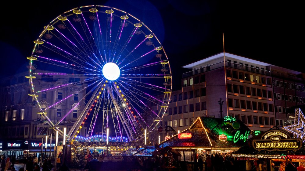 Dortmund Christmas Market's many attractions and stalls.
