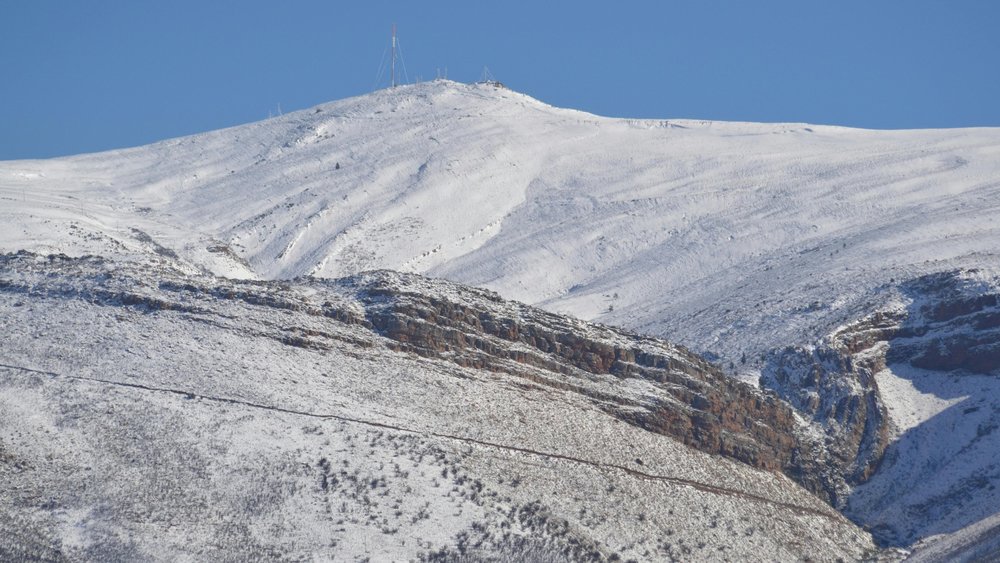 Breathtaking view of snow-covered mountains during winter season in Ceres, Western Cape, South Africa.