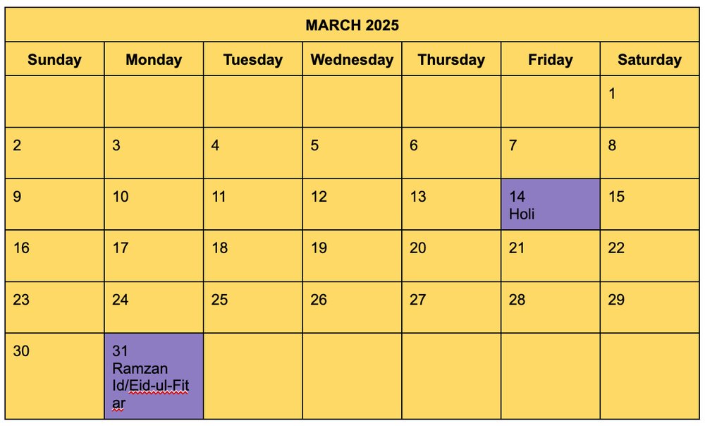 March 2025 Calendar