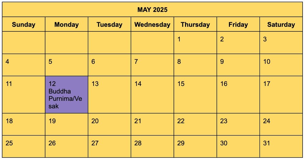 May 2025 Calendar