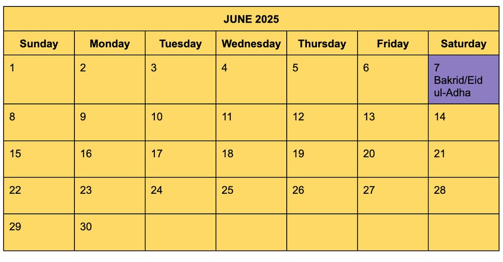June 2025 Calendar
