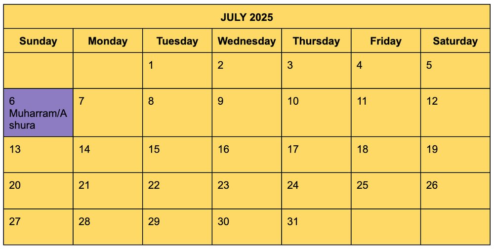 July 2025 Calendar