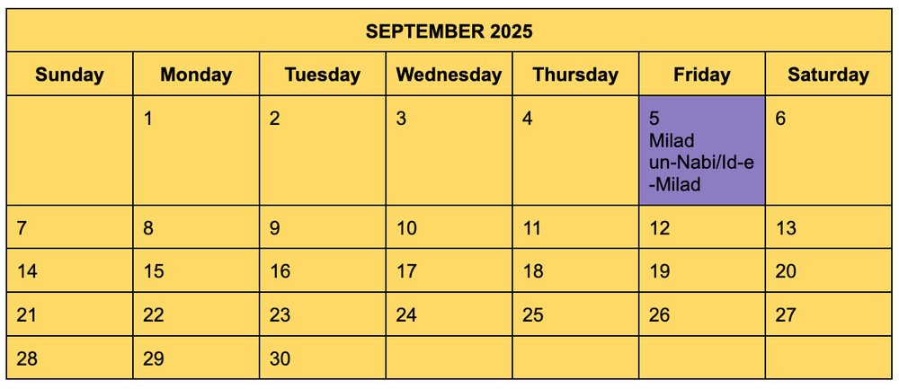 September 2025 Calendar