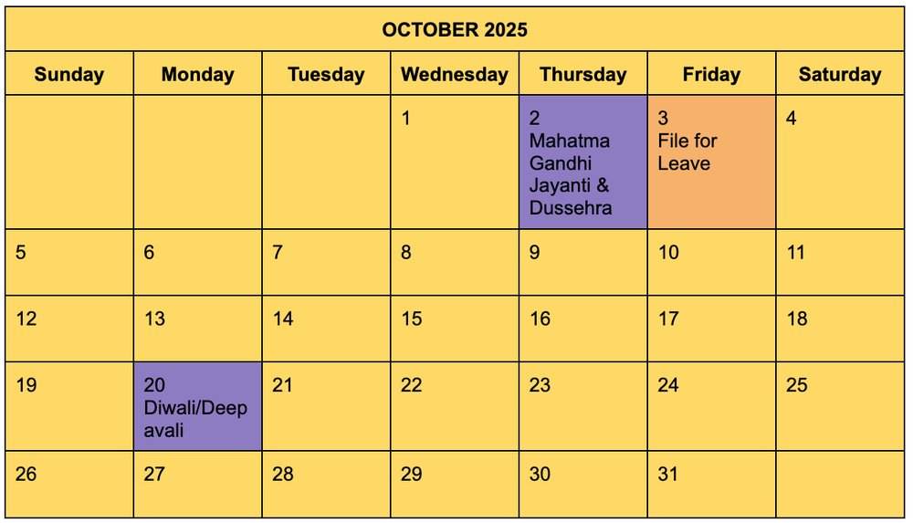 October Calendar 2025