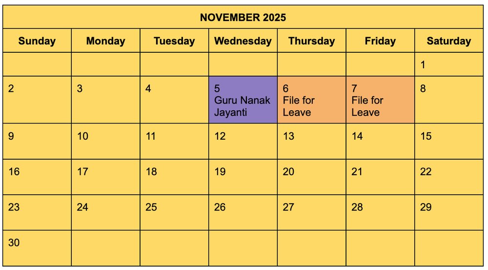 November 2025 calendar