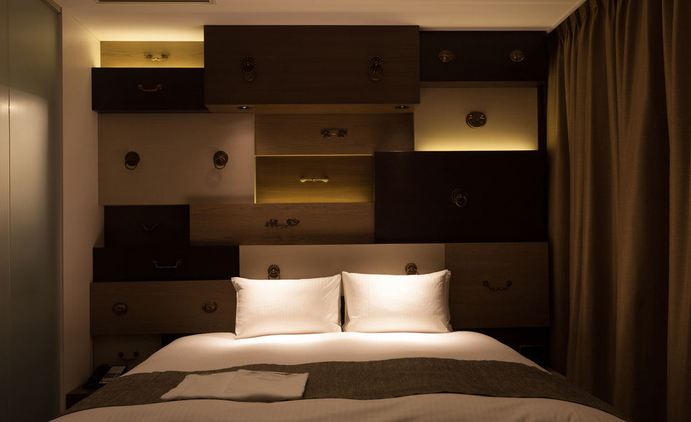 bedroom with dark lighting