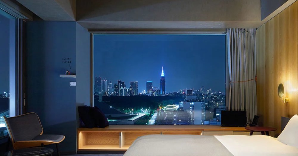 window with a night view of a city