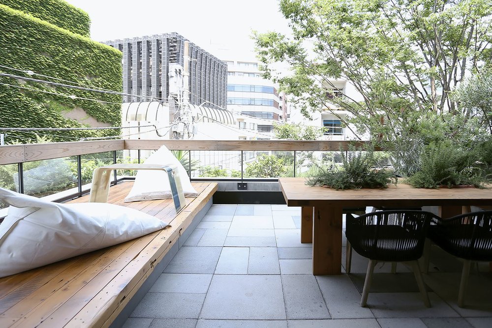 outdoor seating area with natural light