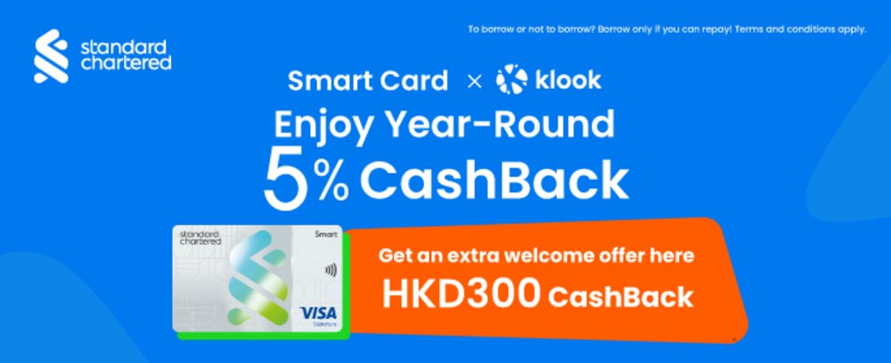 Klook x Standard Chartered Offer - enjoy up to 5% cashback