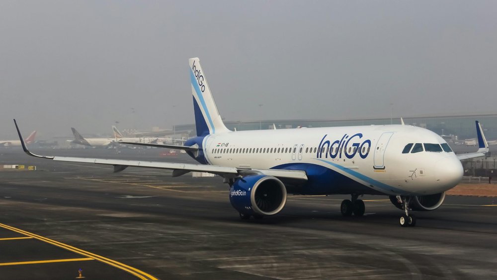 Indigo aeroplane on runway
