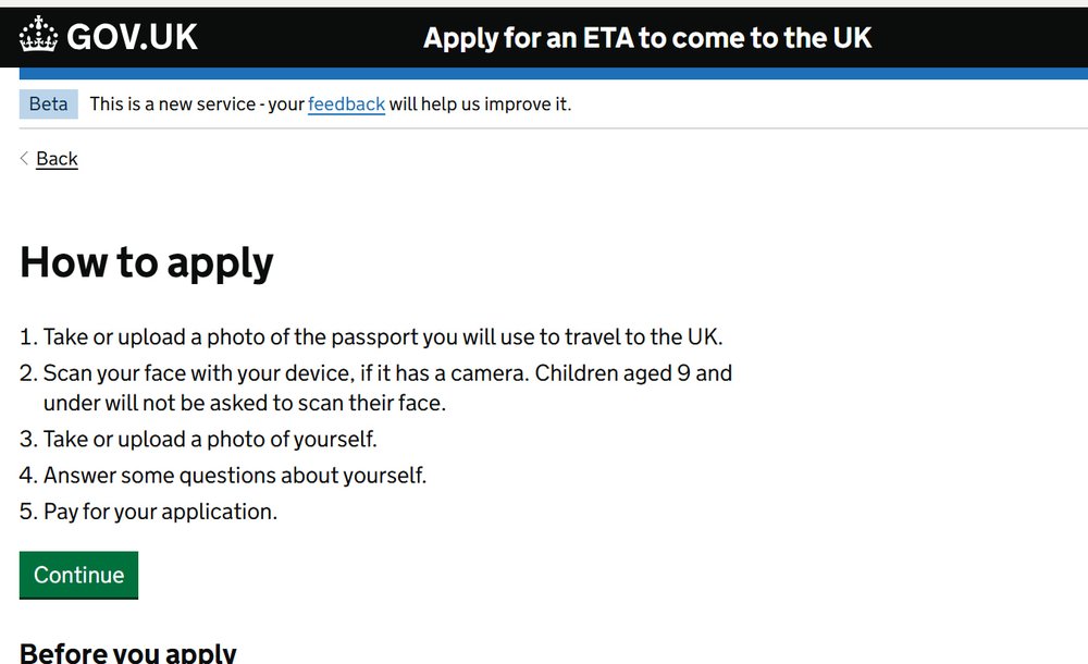 UK イギリス ETA 申請方法 公式ウェブサイト