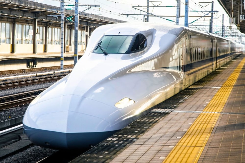 shimanami kaido - bullet train on tracks