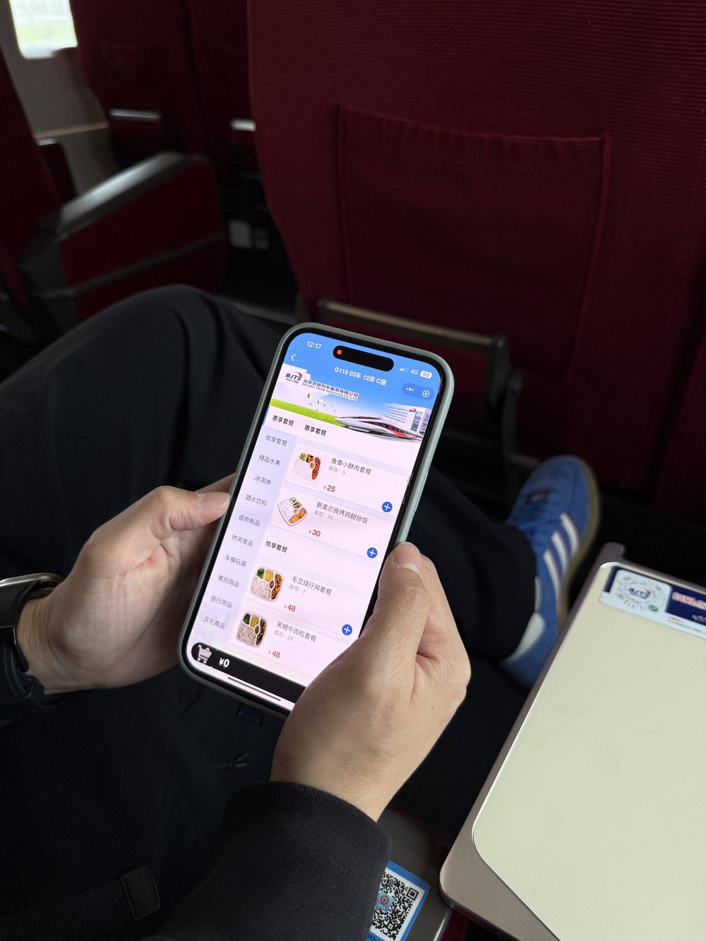 Beijing to Shanghai High Speed Rail - Ordering Food via QR Code