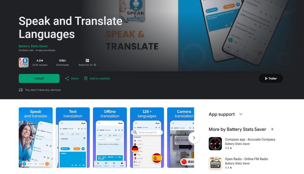 Ứng Dụng Speak & Translate Phiên Dịch Bằng Giọng Nói