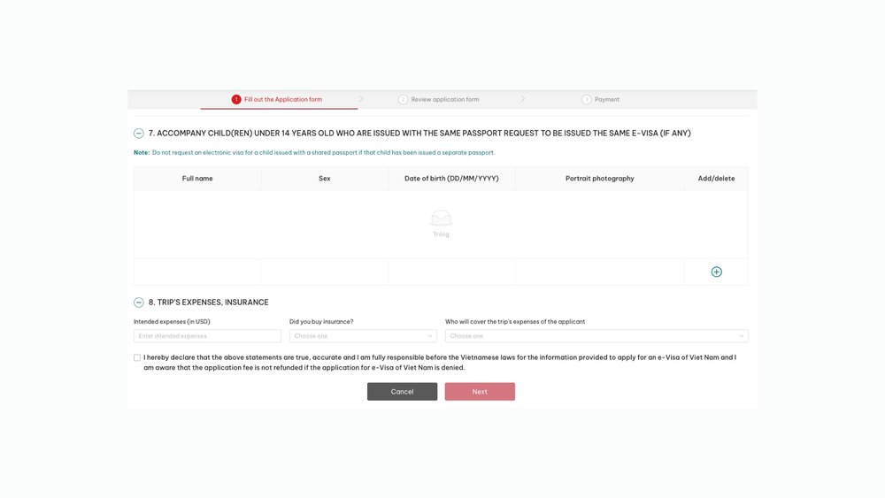 越南簽證 電子簽證流程