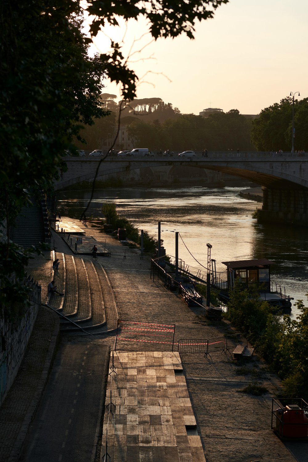 rome at night - tiber river at sunset 