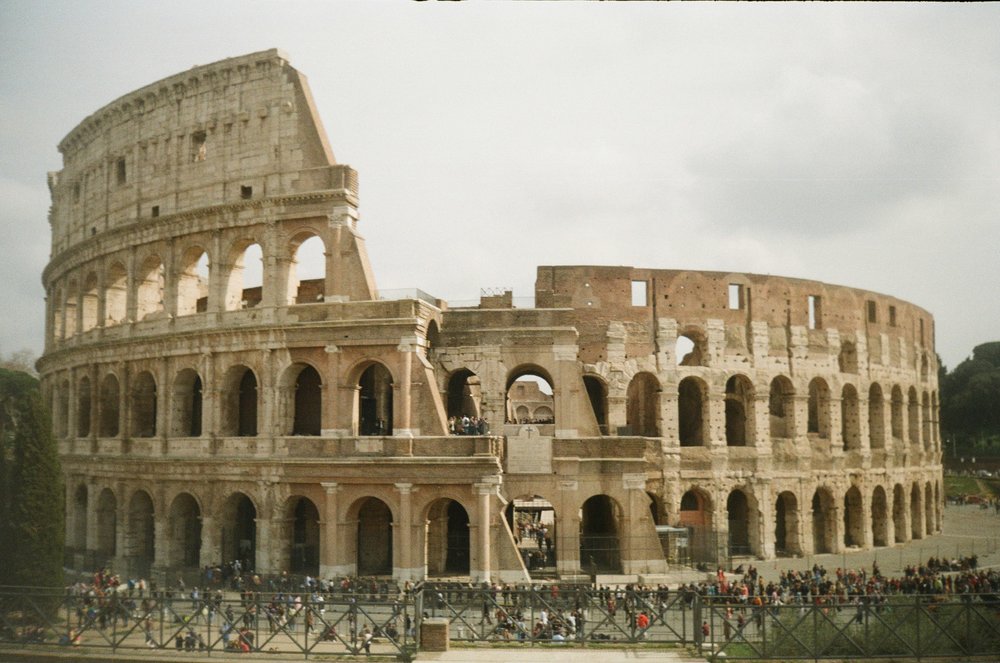 ancient roman buildings - colosseum rome full view