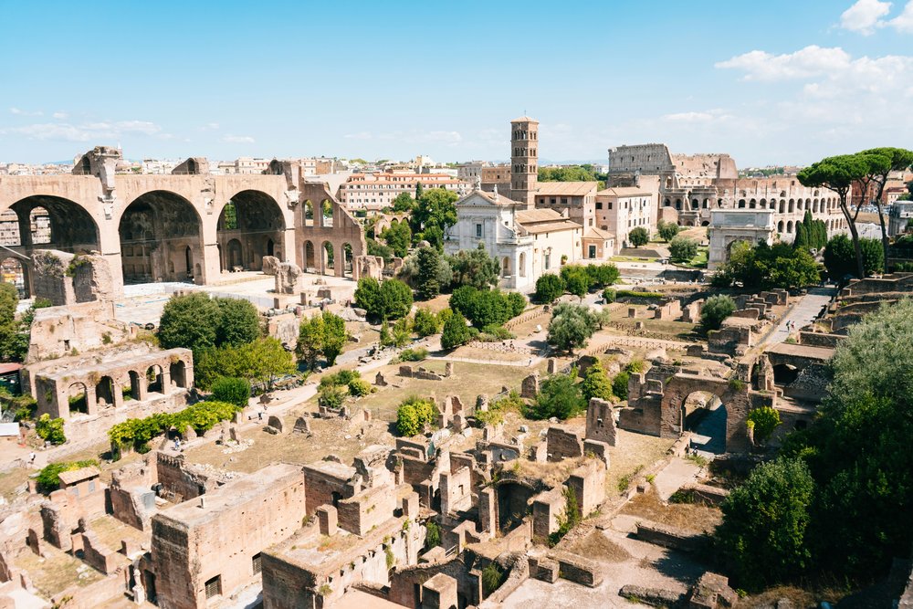ancient roman buildings - cluster of ancient roman buildings on palatine hill