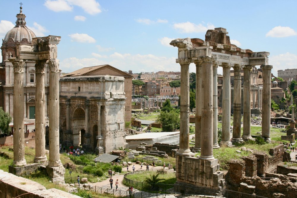 ancient roman buildings - ruins of ancient temples and buildings in rome
