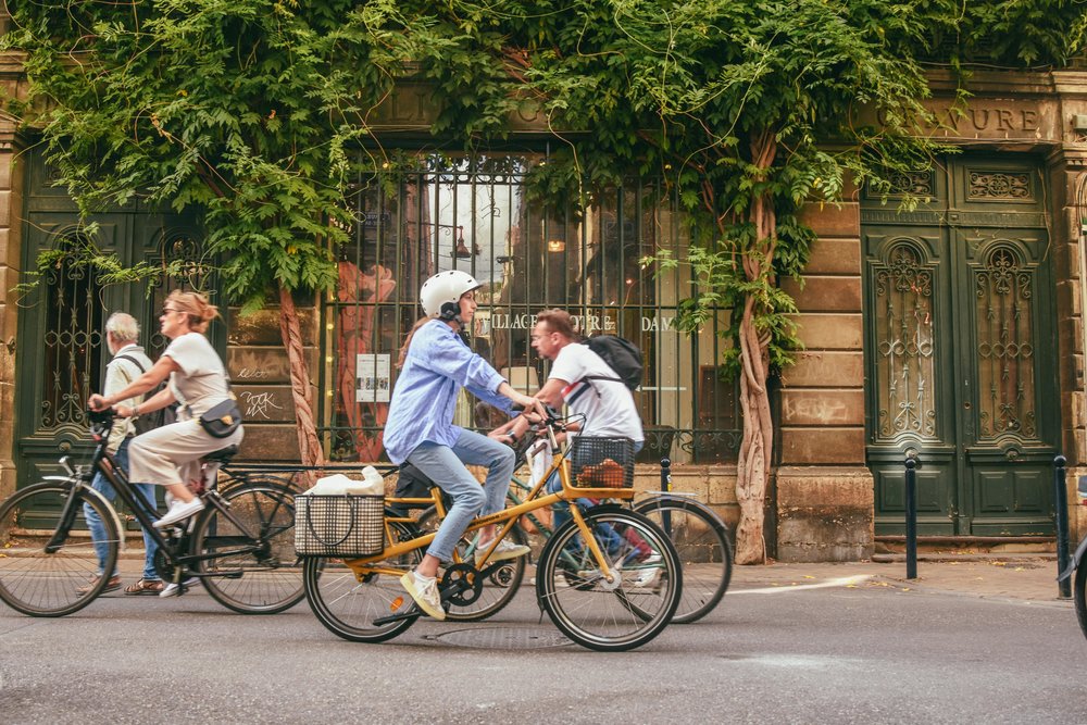 people biking in paris