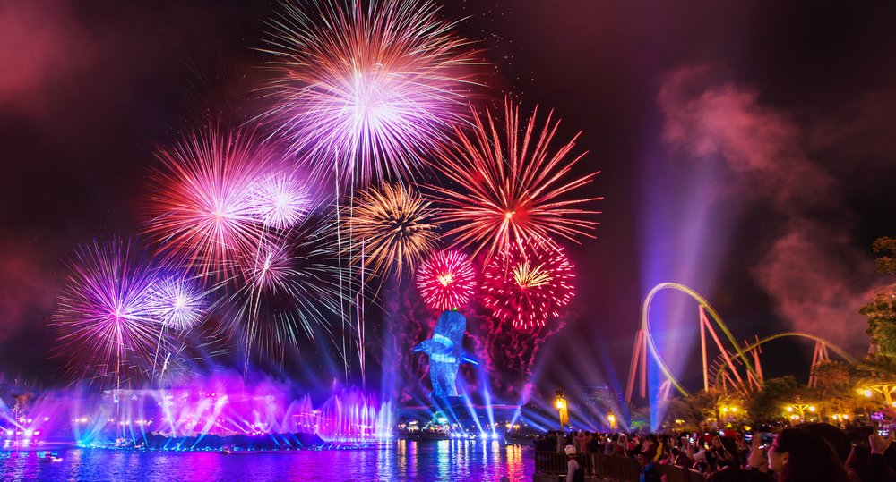การแสดงพลุสุดตระการตา เหนือสวนน้ำ Chimelong Ocean Kingdom