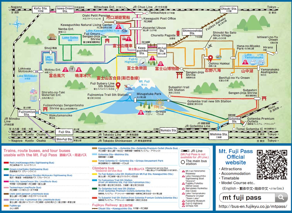 แผนที่เส้นทางการเดินทางรอบภูเขาไฟฟูจิด้ว Mt. Fuji Pass 