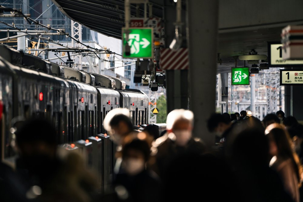 people in the japan trains station