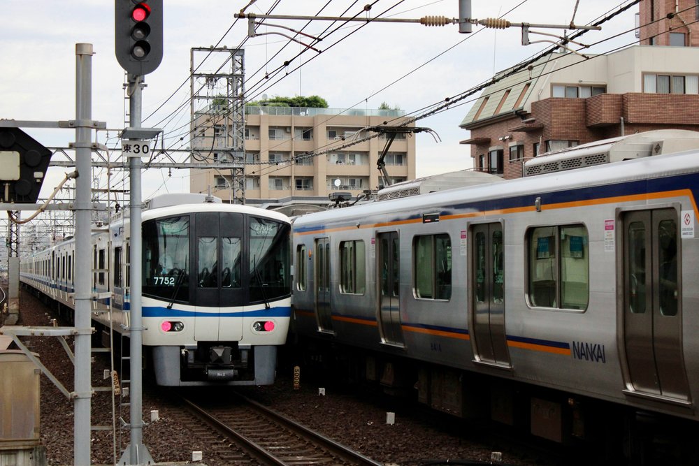 trains on a track in osaka